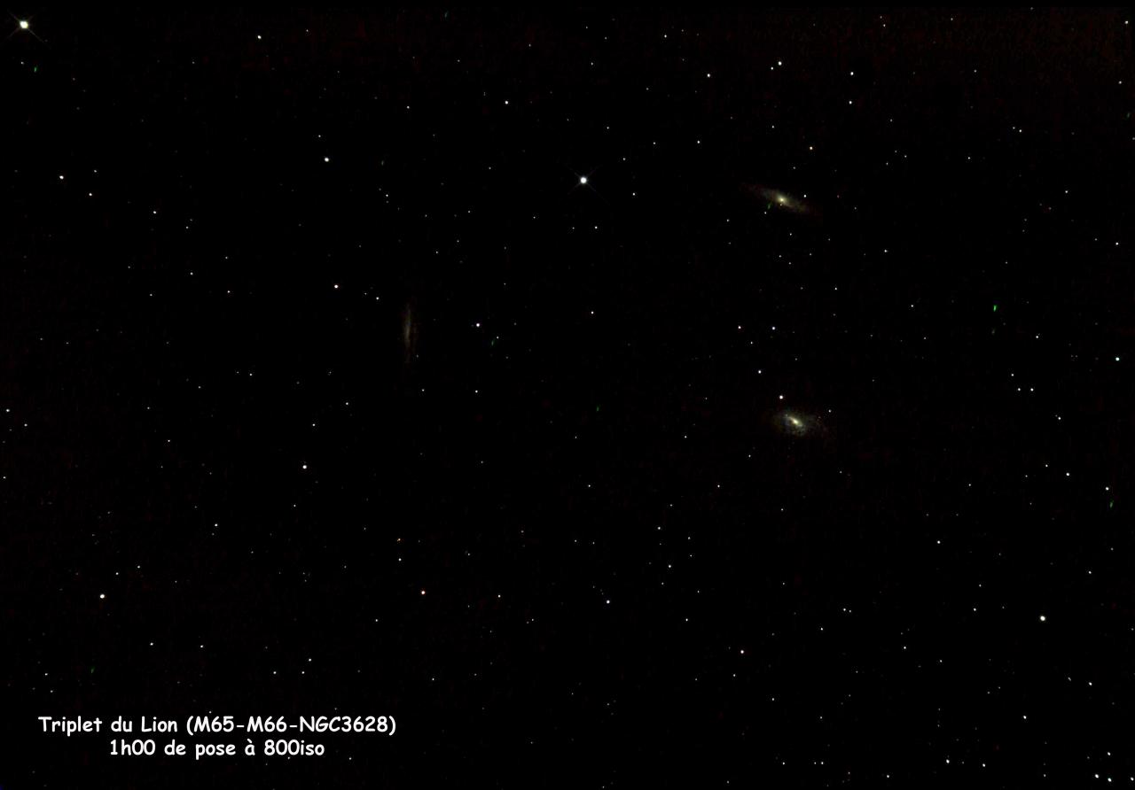 M65-M66-NGC3628 Triplet du Lion à la lunette 80ED
